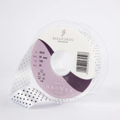 Berisfords Micro Dot Ribbon On 20m Rolls White