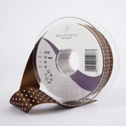 Berisfords Micro Dot Ribbon On 20m Rolls Brown