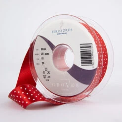 Berisfords Micro Dot Ribbon On 20m Rolls Red