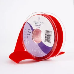 Berisfords Velvet Ribbon, Red