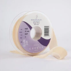 Berisfords Velvet Ribbon, Beige