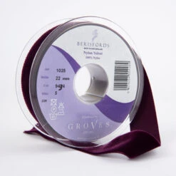 Berisfords Velvet Ribbon, Wine