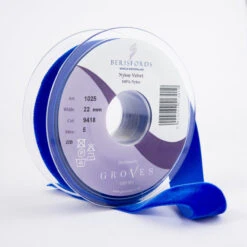 Berisfords Velvet Ribbon, Royal Blue