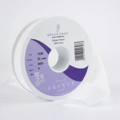 Berisfords Velvet Ribbon, White