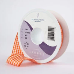 Berisfords Gingham Ribbon Orange