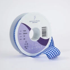 Berisfords Gingham Ribbon Royal Blue