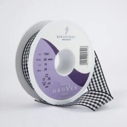 Berisfords Gingham Ribbon Black
