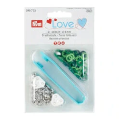 Prym 390703 Pack Of 21 Green Jersey Press Fasteners 8mm
