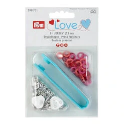 Prym 390701 Pack Of 21 Red Jersey Press Fasteners 8mm