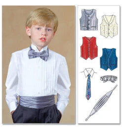 M7223 Children's/Boys' Lined Vests, Cummerbund, Bow Tie And Neck -Jaycotts Shop M7223 full 1