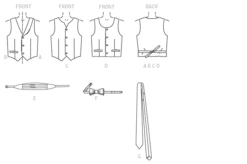 M7223 Children's/Boys' Lined Vests, Cummerbund, Bow Tie And Neck -Jaycotts Shop M7223 lineart