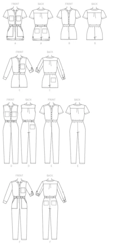 M7330 Misses' Button-Up Romers And Jumpsuits -Jaycotts Shop M7330 lineart