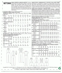 M7366 Misses' Pleated Rompers, Jumpsuits And Belt 15 M7366 Misses' Pleated Rompers, Jumpsuits And Belt -Jaycotts Shop M7366 1200x1407 1