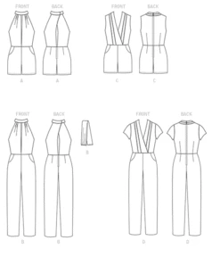 M7366 Misses' Pleated Rompers, Jumpsuits And Belt 21 M7366 Misses' Pleated Rompers, Jumpsuits And Belt -Jaycotts Shop M7366 lineart