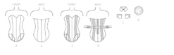 M7398 Misses' Bodysuit Corset, Collar, Cuffs And Tail 9 M7398 Misses' Bodysuit Corset, Collar, Cuffs And Tail -Jaycotts Shop M7398 lineart