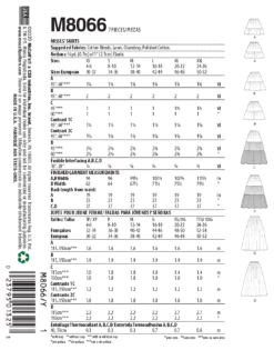 McCall's Pattern 8066 Pull-On Gathered Skirts With Variations -Jaycotts Shop M8066