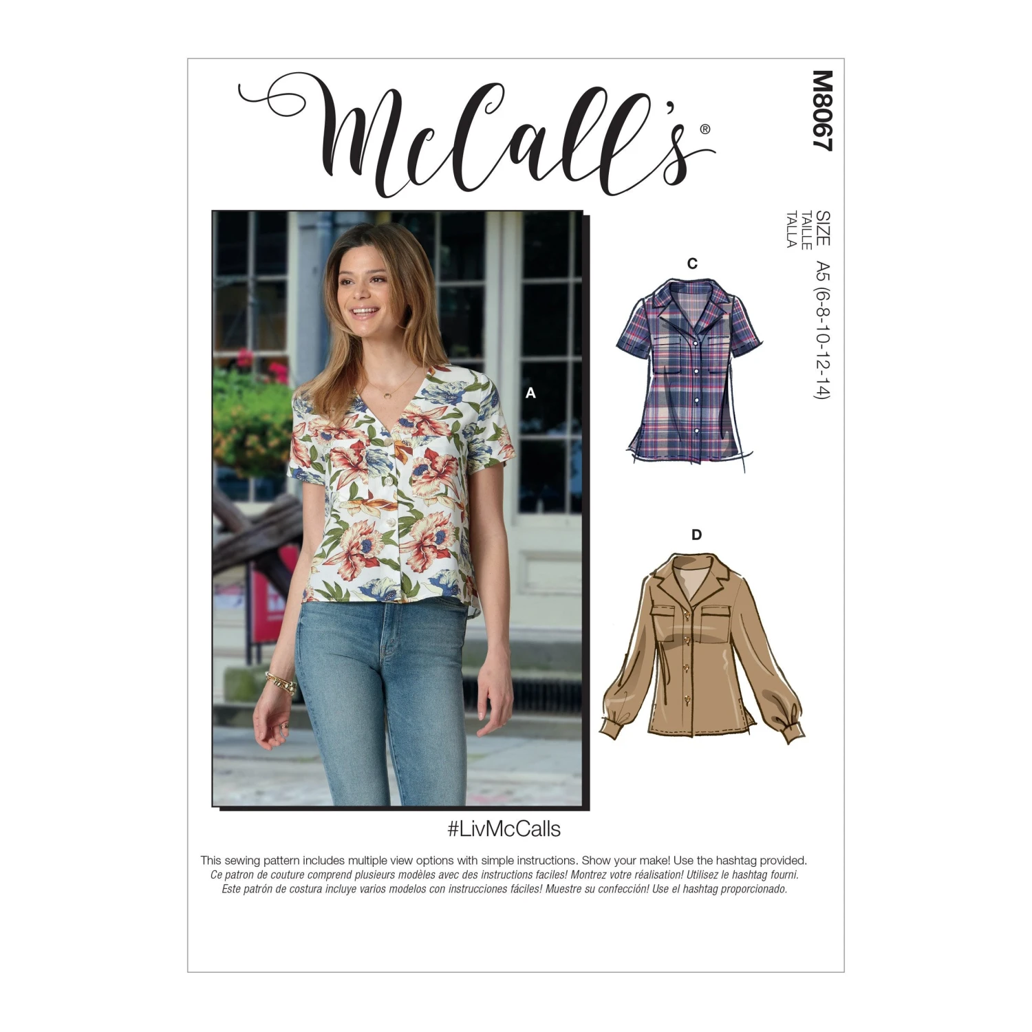 McCall's Pattern 8067 Button-Front Tops With Options 2 McCall's Pattern 8067 Button-Front Tops With Options - Image 2