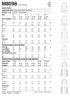 McCall's 8098 Pants Sewing Pattern #SimoneMcCalls -Jaycotts Shop M8098 envelope back