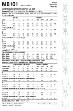 McCall's 8101 Misses' / Women's Romper And Jumpsuit Pattern #NatalaMcCalls -Jaycotts Shop M8101 envelope back