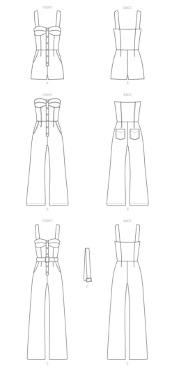 McCall's 8101 Misses' / Women's Romper And Jumpsuit Pattern #NatalaMcCalls -Jaycotts Shop M8101 line art