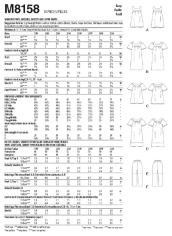 McCall's 8158 Women's Tops, Dresses, Shorts And Capri Pants Pattern -Jaycotts Shop M8158 envelope back