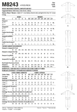 McCall's Sewing Pattern 8243 Misses' And Women's Romper And Jumpsuits 11 McCall's Sewing Pattern 8243 Misses' And Women's Romper And Jumpsuits -Jaycotts Shop M8243 envelope back