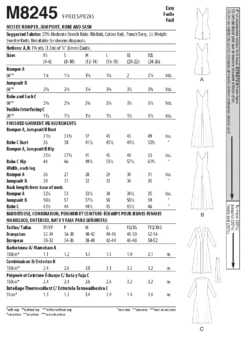 McCall's Sewing Pattern 8245 Misses' Romper, Jumpsuit, Robe And Sash 14 McCall's Sewing Pattern 8245 Misses' Romper, Jumpsuit, Robe And Sash -Jaycotts Shop M8245 envelope back