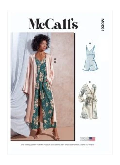 McCall's Sleepwear Pattern 8261 Romper, Jumpsuit And Robe 11 McCall's Sleepwear Pattern 8261 Romper, Jumpsuit And Robe -Jaycotts Shop M8261 envelope front
