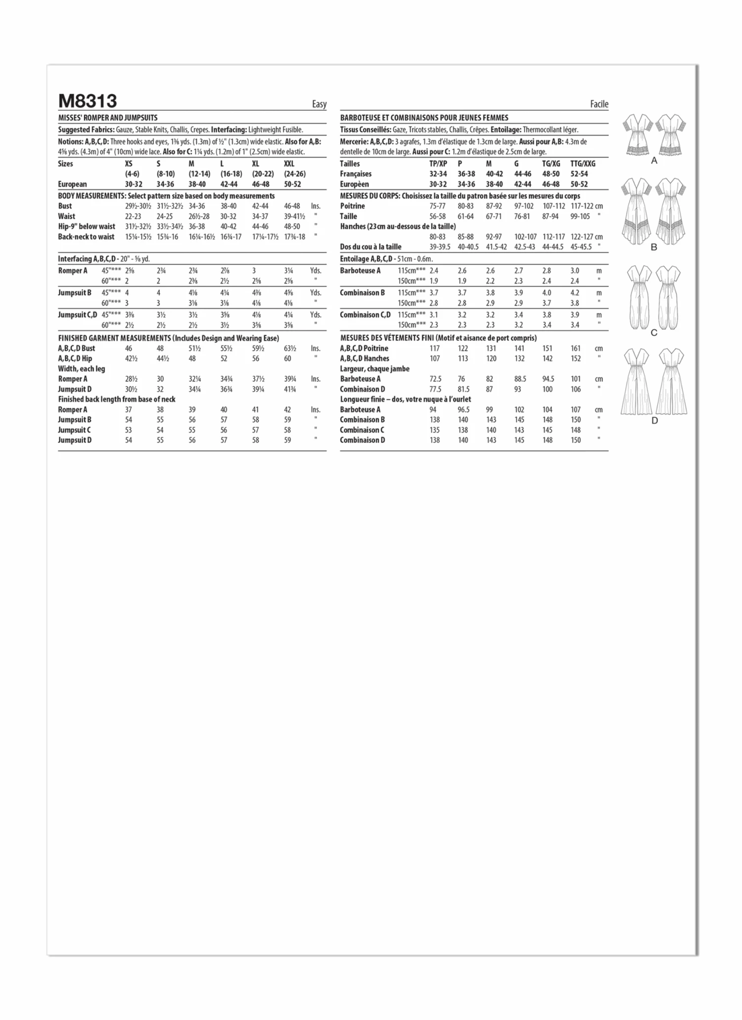 McCall's Sewing Pattern 8313 Romper And Jumpsuits 6 McCall's Sewing Pattern 8313 Romper And Jumpsuits - Image 6