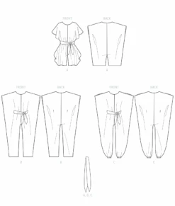 McCall's Sewing Pattern 8314 Romper, Jumpsuits And Sash 11 McCall's Sewing Pattern 8314 Romper, Jumpsuits And Sash -Jaycotts Shop M8314 line art