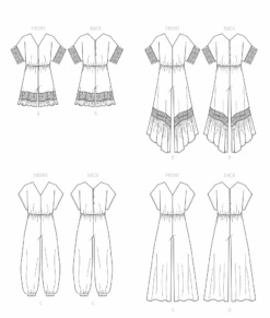 McCall's Sewing Pattern 8317 Girls' Romper And Jumpsuits -Jaycotts Shop M8317 line art
