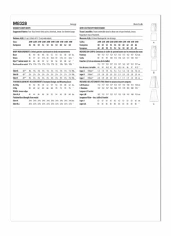 McCall's Sewing Pattern 8328 Women's Knit Skirts -Jaycotts Shop M8328 envelope back