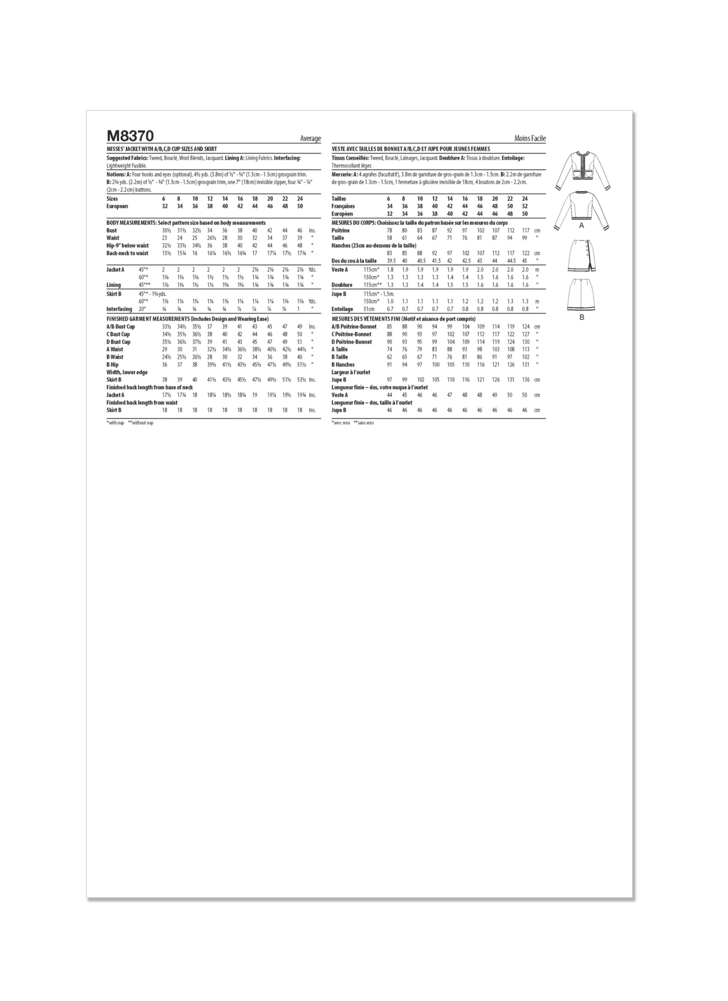 McCall's Sewing Pattern 8370 Misses' Jacket And Skirt 6 McCall's Sewing Pattern 8370 Misses' Jacket And Skirt - Image 6