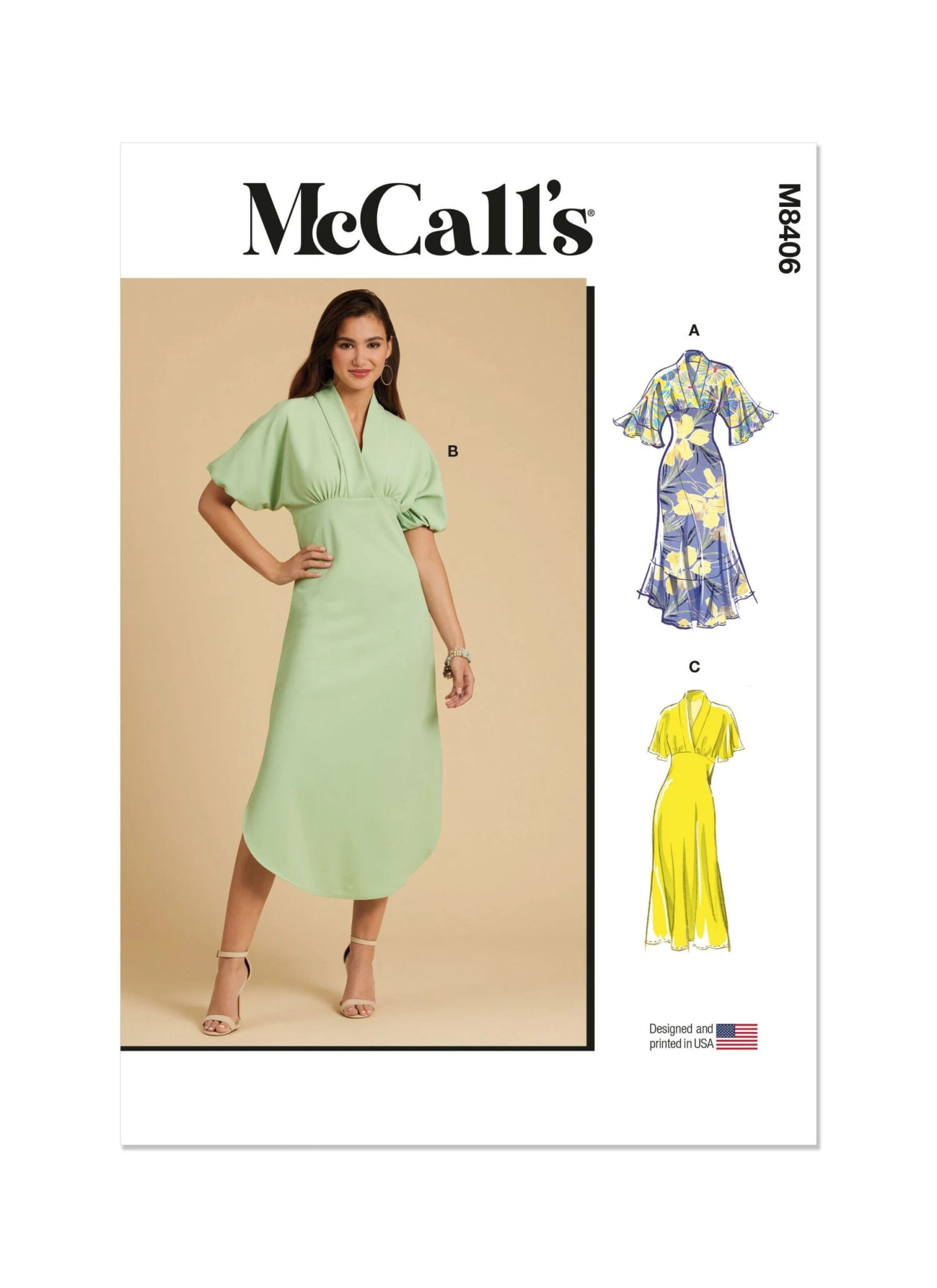 McCall's Sewing Pattern 8406 Empire Waist Dress 2 McCall's Sewing Pattern 8406 Empire Waist Dress - Image 2