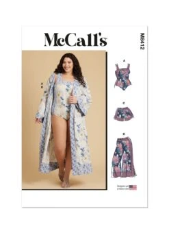 McCall's Sewing Pattern 8412 Women's Bodysuit, Robe, Shorts And Pants -Jaycotts Shop M8412 envelope front