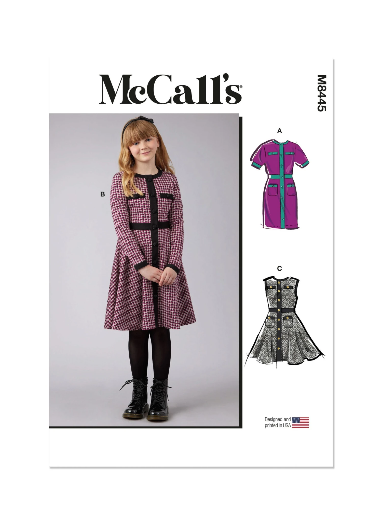 McCall's Sewing Pattern M8445 Girls' Knit Dresses 2 McCall's Sewing Pattern M8445 Girls' Knit Dresses - Image 2