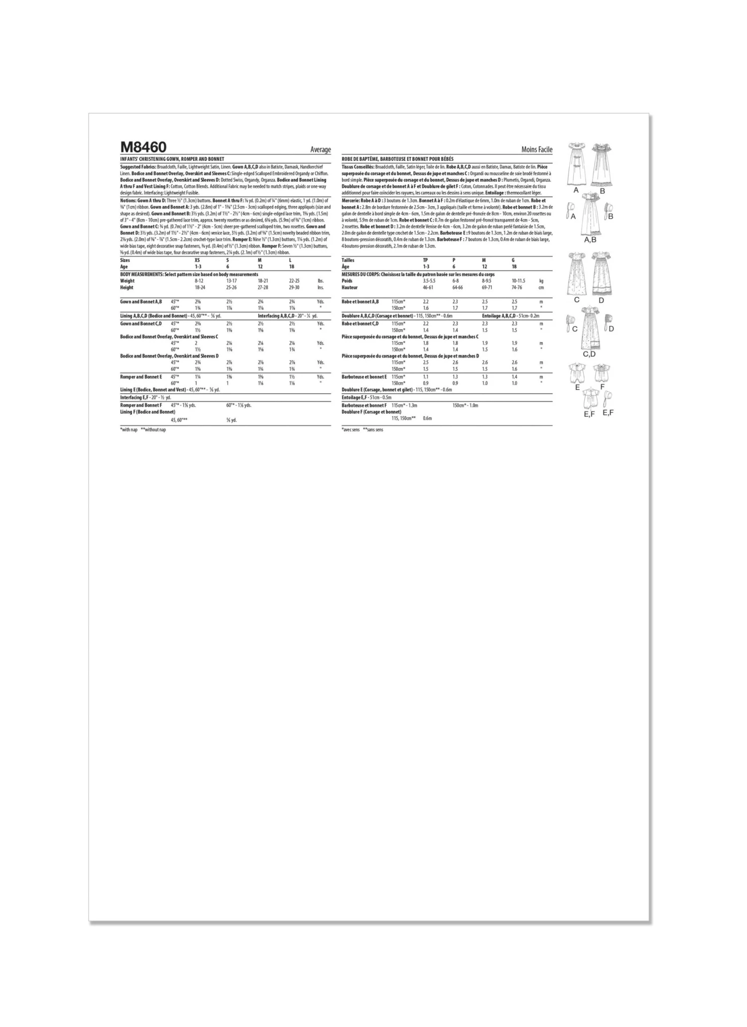 McCall's Sewing Pattern 8460 Christening Gown, Romper And Bonnet 4 McCall's Sewing Pattern 8460 Christening Gown, Romper And Bonnet - Image 4