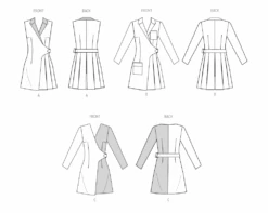 McCall's Sewing Pattern 8528 Blazer Wrap Dresses -Jaycotts Shop M8528 line art