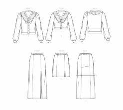 Know Me Sewing Pattern 2003 Knit Cardigan And Skirt By Alissah Threads -Jaycotts Shop ME2003 line art