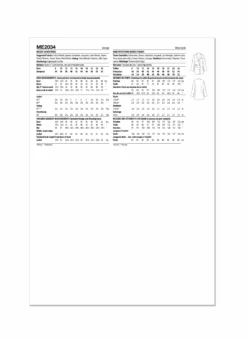 Know Me Sewing Pattern 2034 Misses' Jacket Dress 10 Know Me Sewing Pattern 2034 Misses' Jacket Dress -Jaycotts Shop ME2034 envelope back