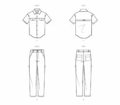 Know Me Sewing Pattern 2056 Men's Shirt And Pants By Donny Q -Jaycotts Shop ME2056 line art