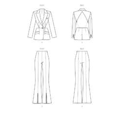 Know Me Sewing Pattern 2065 Misses' Blazer And Pants By Erica Bunker -Jaycotts Shop ME2065 line art