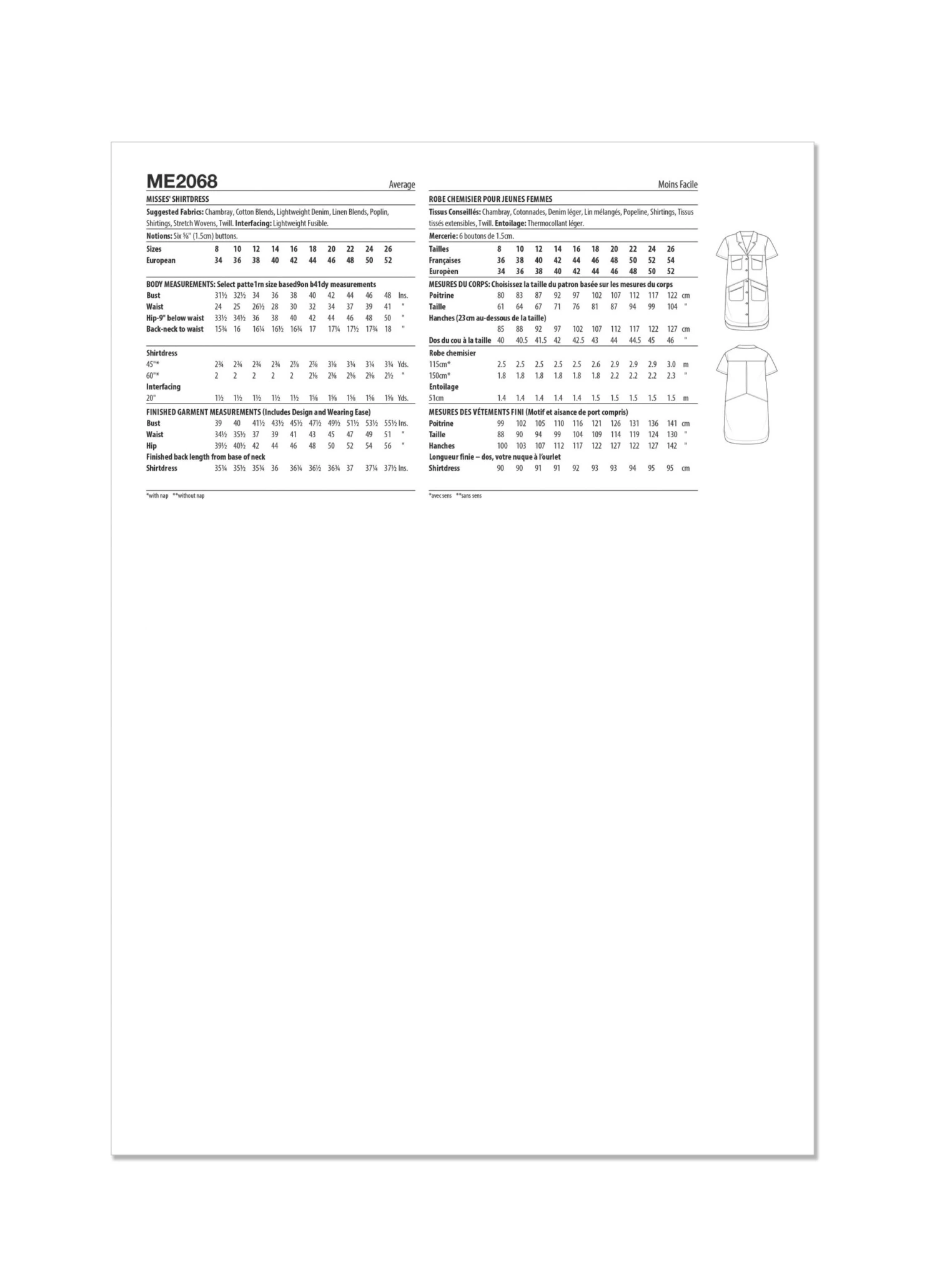 Know Me Sewing Pattern 2068 Misses' Shirt Dress By Lydia Naomi 3 Know Me Sewing Pattern 2068 Misses' Shirt Dress By Lydia Naomi - Image 3