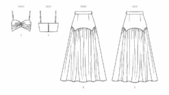 Know Me Sewing Pattern KM2073 Crop Top And Skirt By Alisha Grace -Jaycotts Shop ME2073 line art