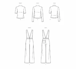 Know Me Sewing Pattern 2096 Misses' Tops And Jumpsuit By Brittany J. Jones -Jaycotts Shop ME2096 line art
