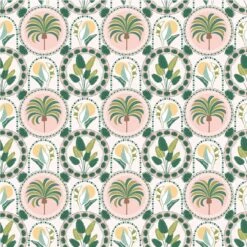 Mediterranean Organic Cotton Fabric, Palm Botanico