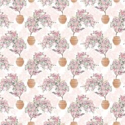 Mediterranean Organic Cotton Fabric, Bougainvillea