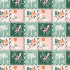 Mediterranean Organic Cotton Fabric, Riviera Collage