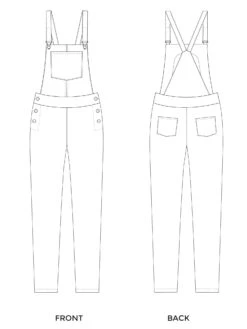 Tilly And The Buttons Mila Dungarees Pattern - 1019 31 Tilly And The Buttons Mila Dungarees Pattern - 1019 -Jaycotts Shop Mila dungaree technical drawing