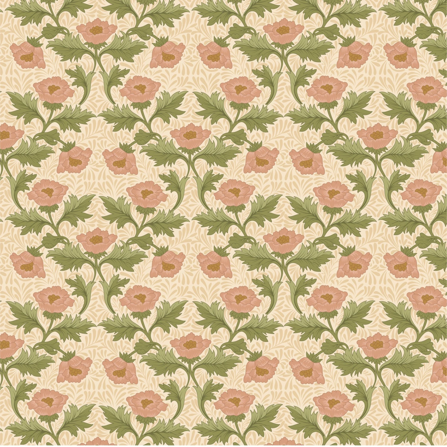 V&A Morris' Muses Organic Cotton Fabric, Vintage Peony 1 V&A Morris' Muses Organic Cotton Fabric, Vintage Peony